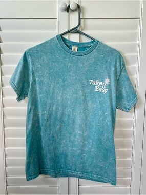 AS Revival Take It Easy Teal Short-Sleeve Graphic Tee size xs-s